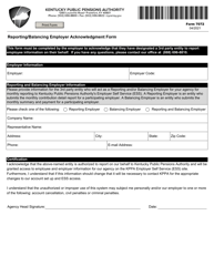 Document preview: Form 7072 Reporting/Balancing Employer Acknowledgment Form - Kentucky