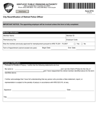 Document preview: Form 6774 City Recertification of Retired Police Officer - Kentucky