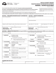 Form HLTH5354 Special Authority Request - Targeted Dmards for Rheumatoid Arthritis Renewal/Dosing Adjustment - British Columbia, Canada
