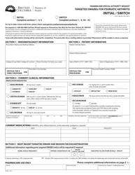 Form HLTH5360 Pharmacare Special Authority - Request Targeted Dmards for Psoriatic Arthritis: Initial/Switch - British Columbia, Canada