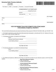 Form 6435 Post-retirement Qualified Domestic Relations Order for Division of Marital Property - Kentucky, Page 3