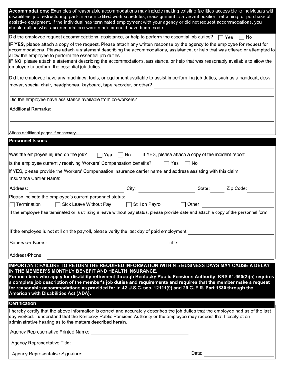 Form 8030 Employer Job Description - Kentucky, Page 3