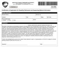 Form 8001 Certification of Application for Disability Retirement and Supporting Medical Information - Kentucky