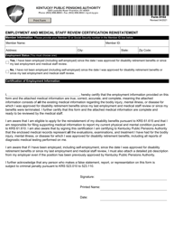Form 8102 Employment and Medical Staff Review Certification Reinstatement - Kentucky