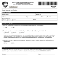 Form 8203 Social Security Certification - Kentucky
