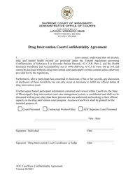 &quot;Drug Intervention Court Confidentiality Agreement&quot; - Mississippi