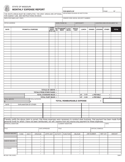 Form MO300-1189  Printable Pdf