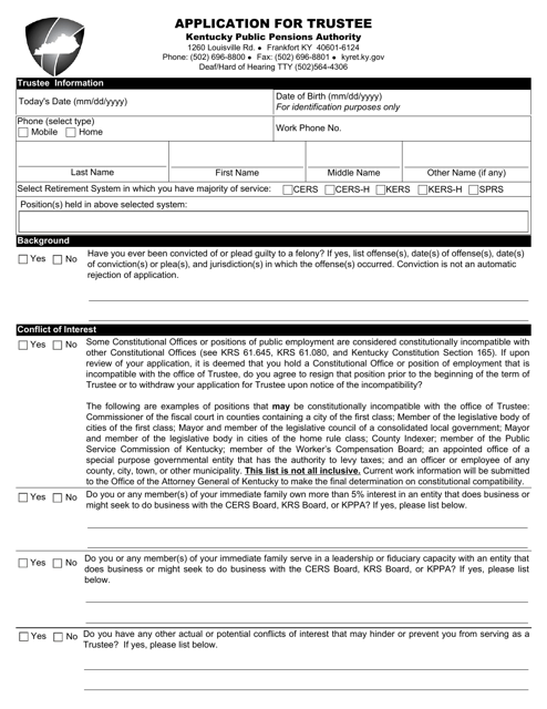 Application for Trustee - Kentucky Download Pdf