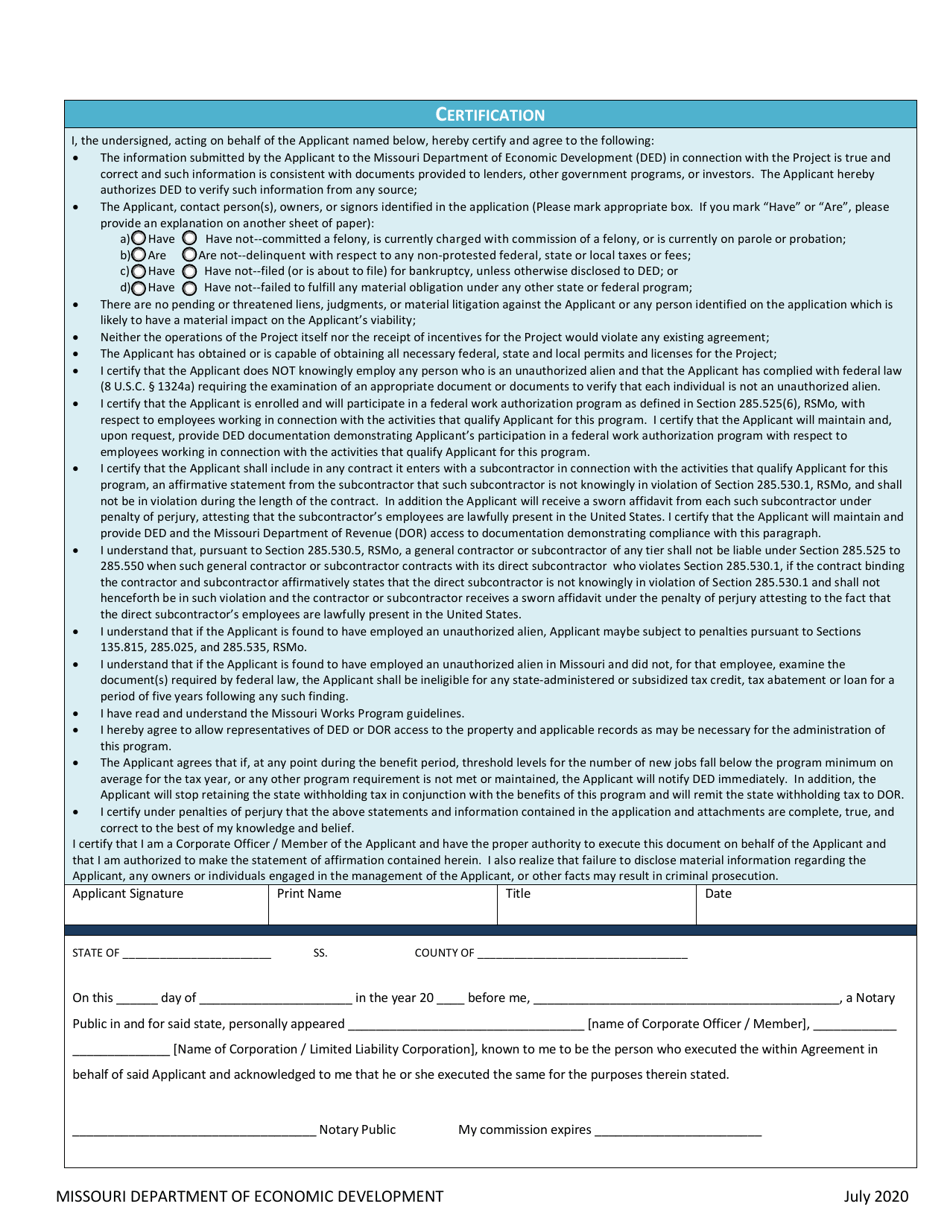 Missouri Works - Retention Program Annual Verification - Missouri, Page 3