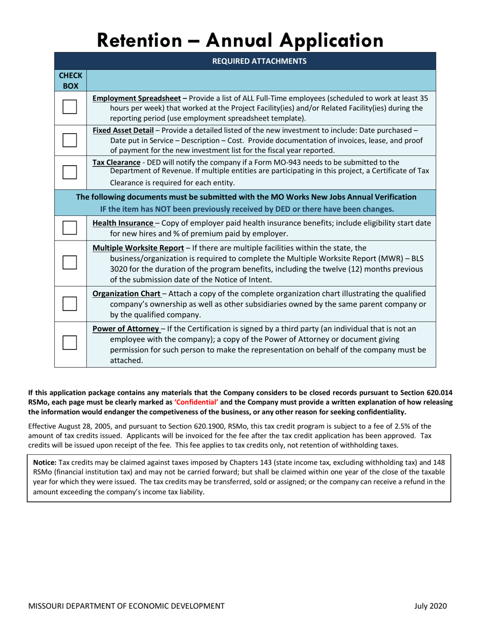 Missouri Works - Retention Program Annual Verification - Missouri, Page 4