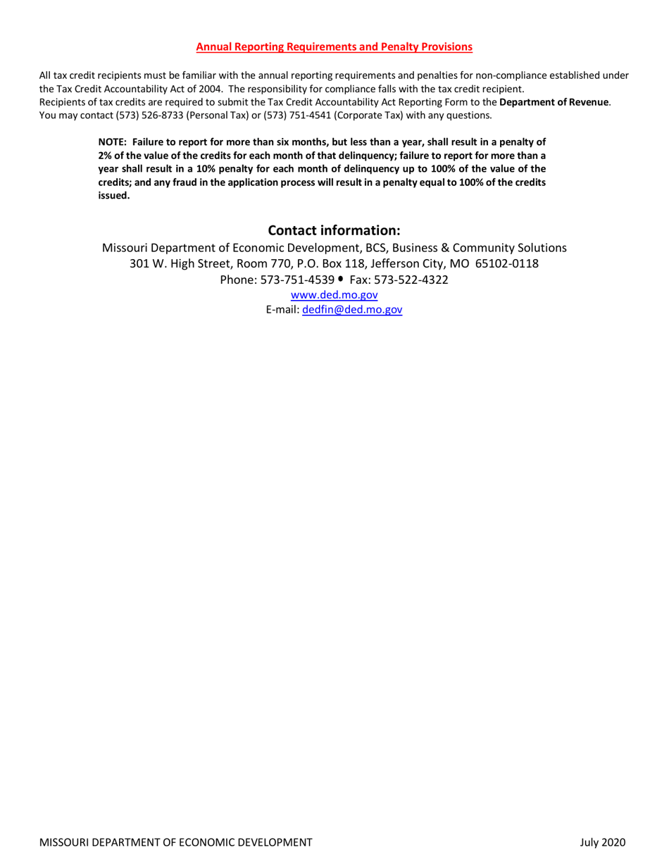 Missouri Works - Retention Program Annual Verification - Missouri, Page 5