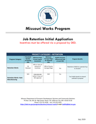 &quot;Job Retention Initial Application&quot; - Missouri