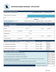 Job Retention Initial Application - Missouri, Page 2