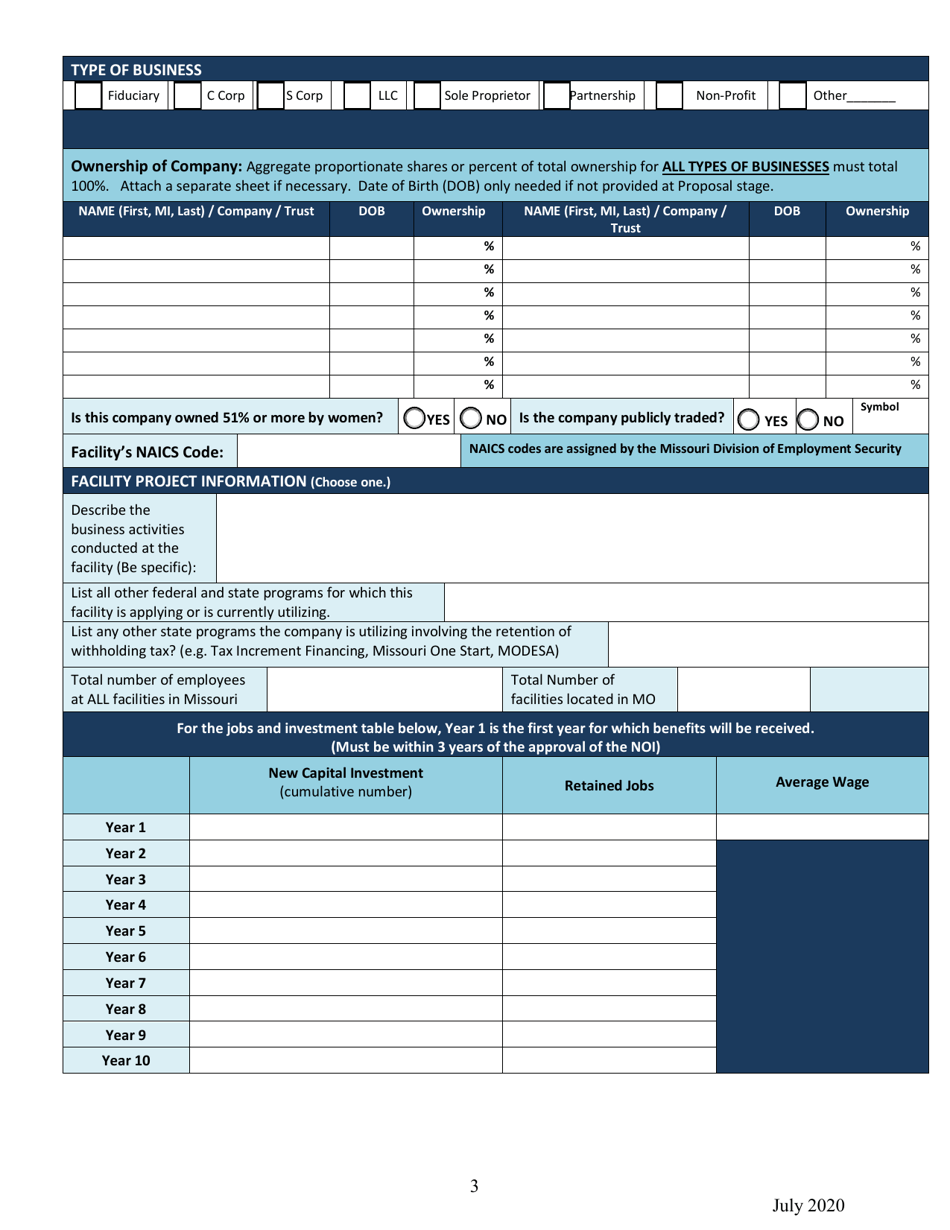 Job Retention Initial Application - Missouri, Page 3