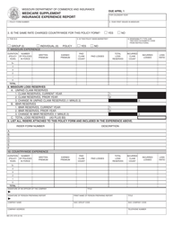 Document preview: Form MO375-1073 Medicare Supplement Insurance Experience Report - Missouri