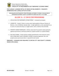 Form MO829-A0024 Application for Temporary Caterer&#039;s Permit - Missouri, Page 2