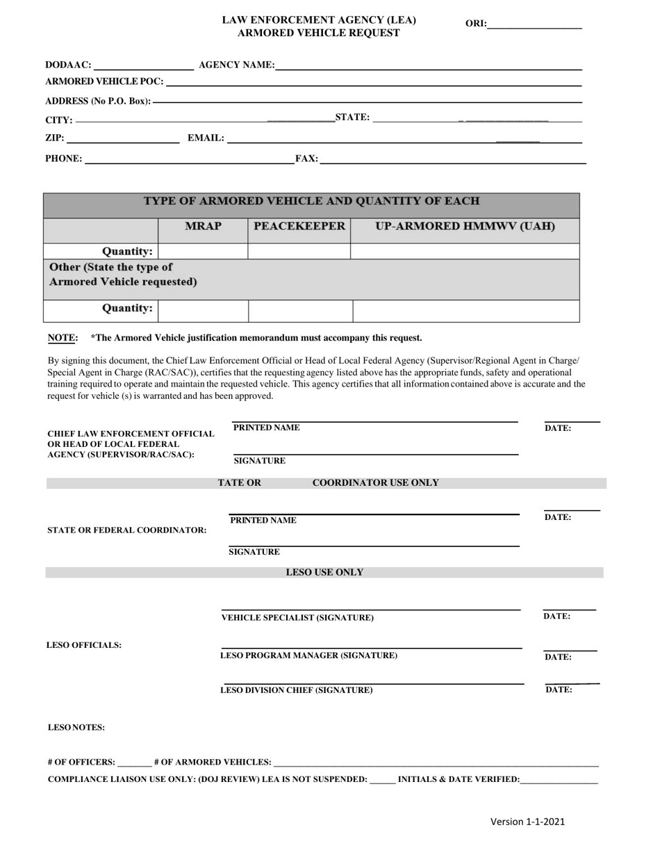 Law Enforcement Agency (Lea) Armored Vehicle Request - Missouri, Page 2