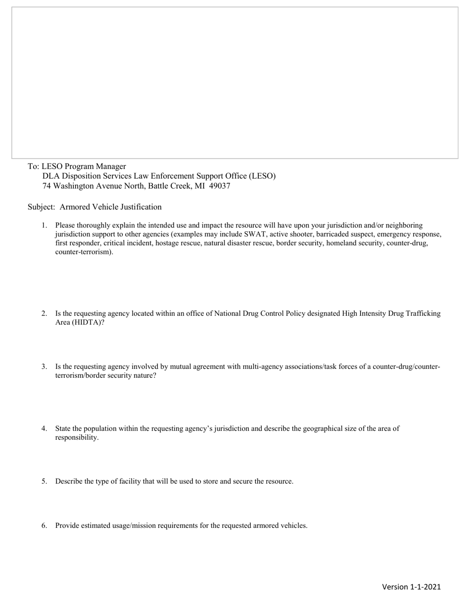 Law Enforcement Agency (Lea) Armored Vehicle Request - Missouri, Page 3