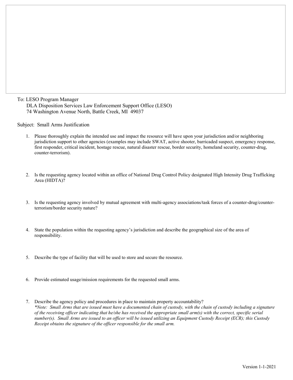 Law Enforcement Agency (Lea) Small Arms Request - Missouri, Page 3