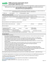 Form 3813A Wsib Community Mental Health Network Psychologist Registration Form - Ontario, Canada, Page 2