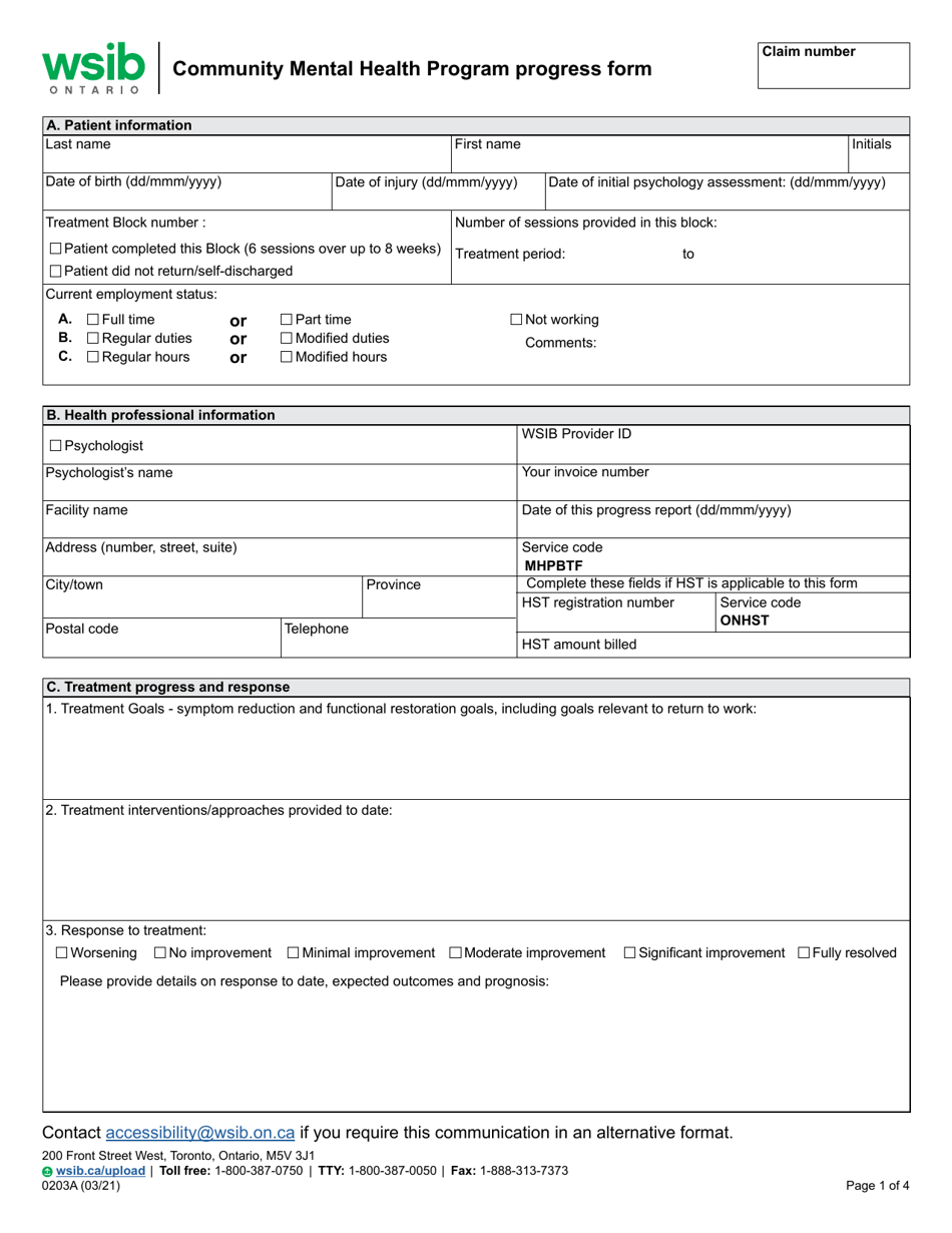 Form 0203A Download Fillable PDF or Fill Online Community Mental Health ...