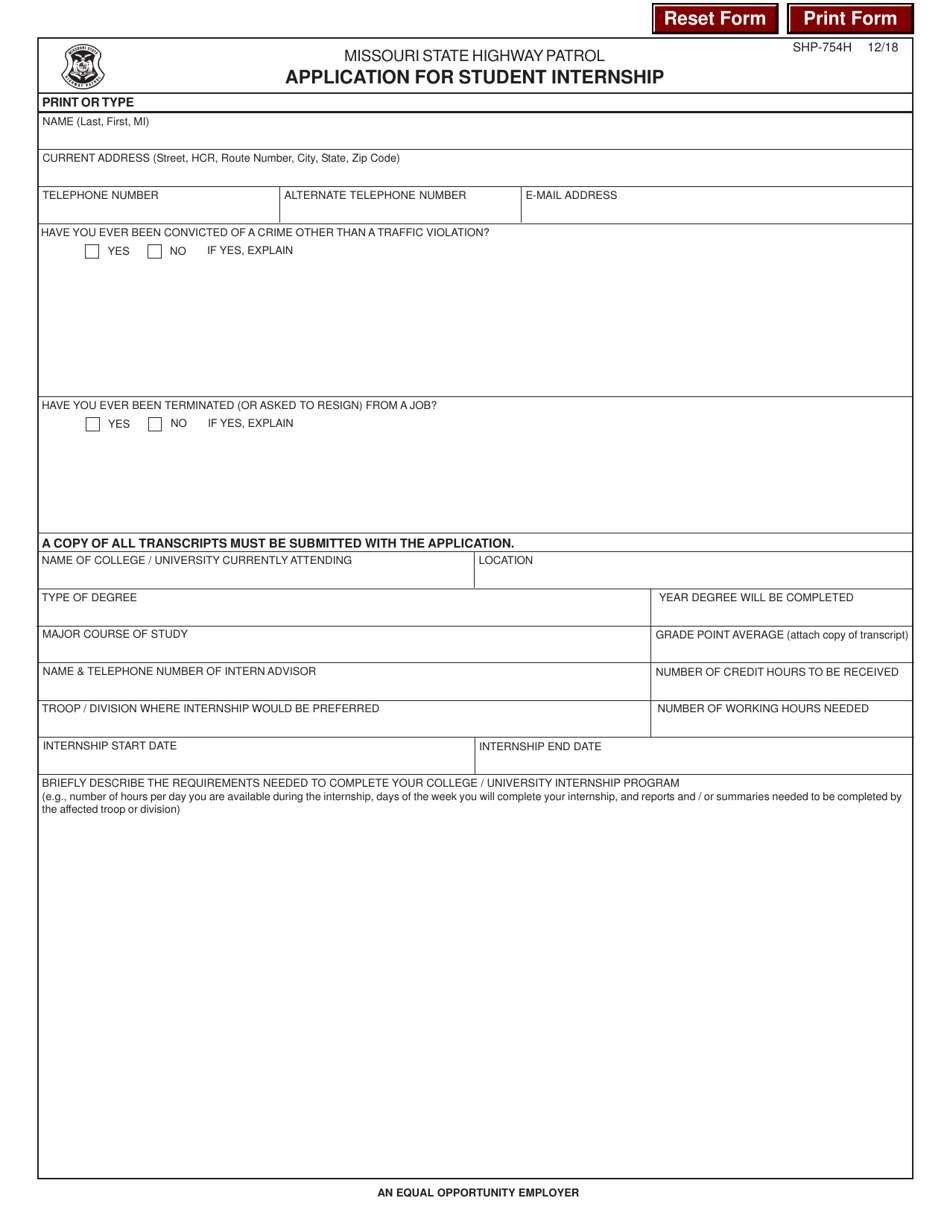 Form SHP-754H - Fill Out, Sign Online and Download Fillable PDF ...