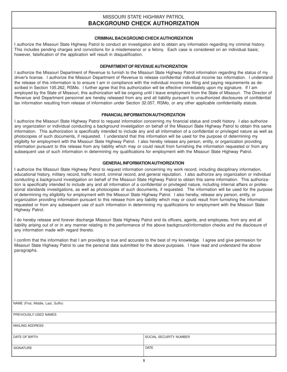 Form SHP-754H Application for Student Internship - Missouri, Page 5