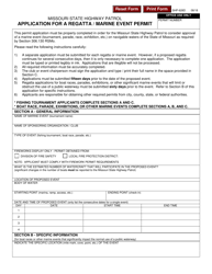 Form SHP-628D &quot;Application for a Regatta/Marine Event Permit&quot; - Missouri