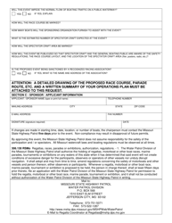 Form SHP-628D Application for a Regatta/Marine Event Permit - Missouri, Page 2