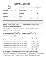 Nutrition Intake Basic Form - Iowa