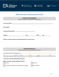 Oaa Services Assessment Form - Iowa