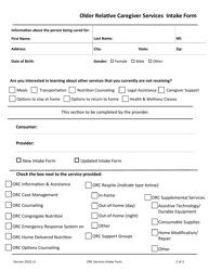 Older Relative Caregiver Services Intake Form - Iowa, Page 2