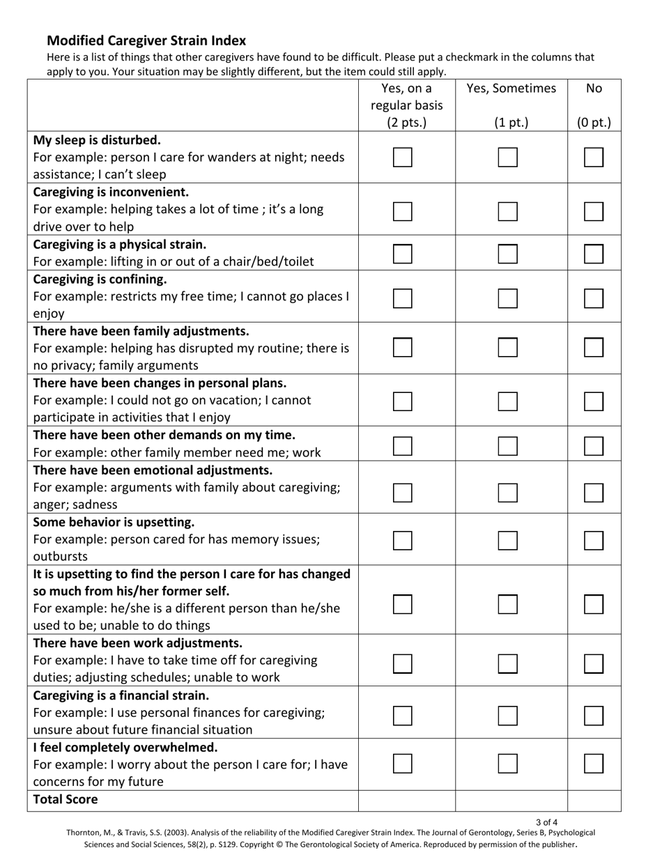 Iowa Family Caregiver Assessment and Strain Index - Fill Out, Sign ...