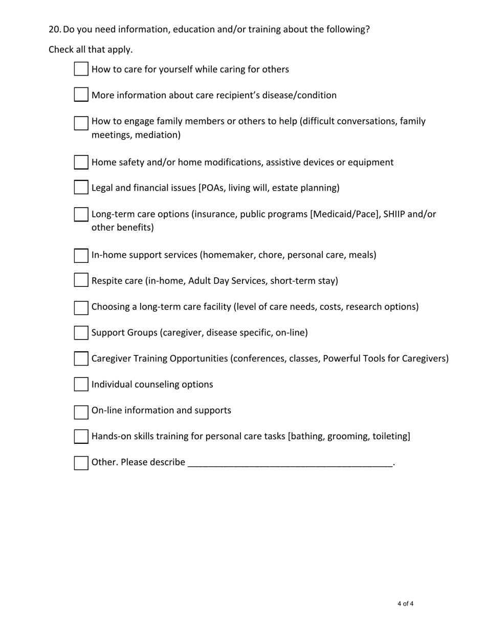 Family Caregiver Assessment and Strain Index - Iowa, Page 4