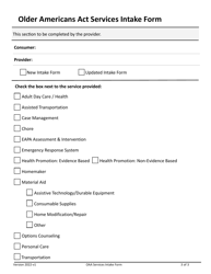 Older Americans Act Services Intake Form - Iowa, Page 3