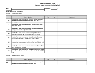 Nutrition Health Promotion Monitoring Tool - Iowa