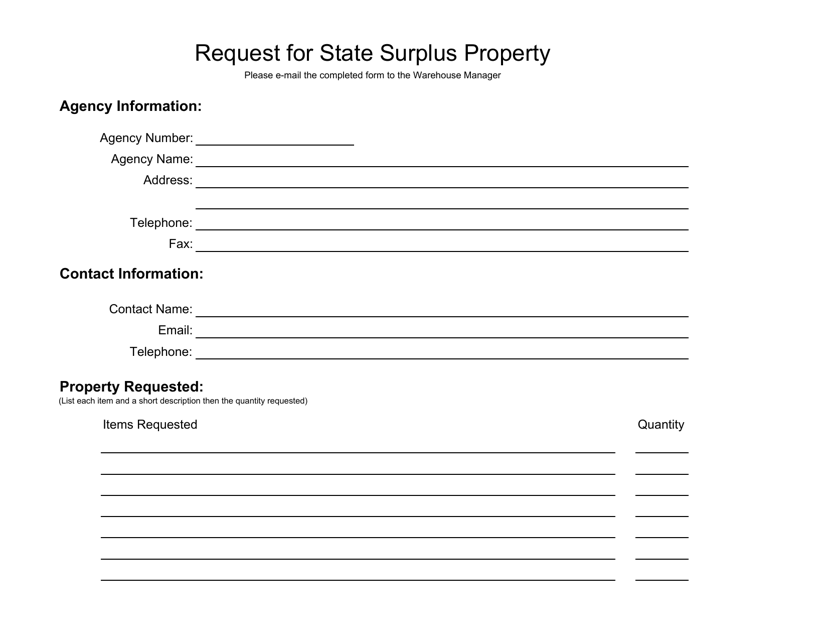 Request for State Surplus Property - Louisiana