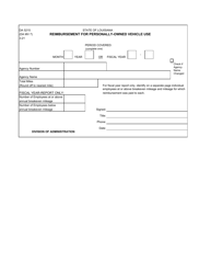 Form MV7 (DA5215) &quot;Reimbursement for Personally-Owned Vehicle Use&quot; - Louisiana