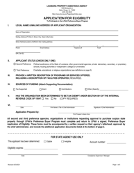 Document preview: Application for Eligibility to Participate in the Lpaa Preference Buyer Program - Louisiana