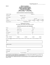 Document preview: Form DA121 Condition Report for Motor Equipment - Louisiana