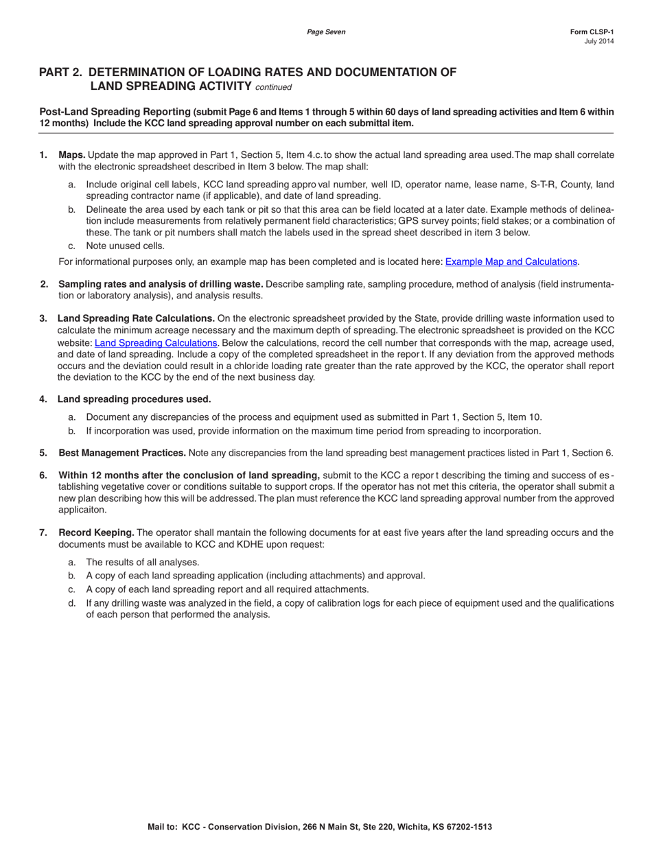 Form CLSP-1 Application to Land Spread Solid Waste Generated by Drilling Oil  Gas Wells - Kansas, Page 7