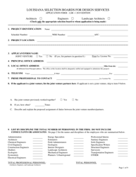 Form LSB-1 &quot;Louisiana Selection Boards for Design Services Application Form&quot; - Louisiana