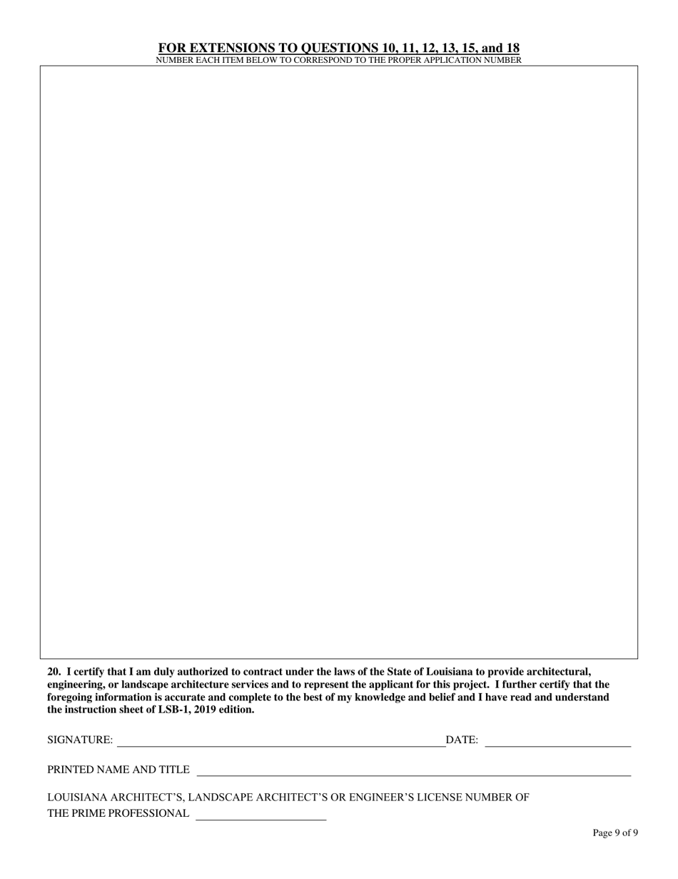 Form LSB-1 Louisiana Selection Boards for Design Services Application Form - Louisiana, Page 9
