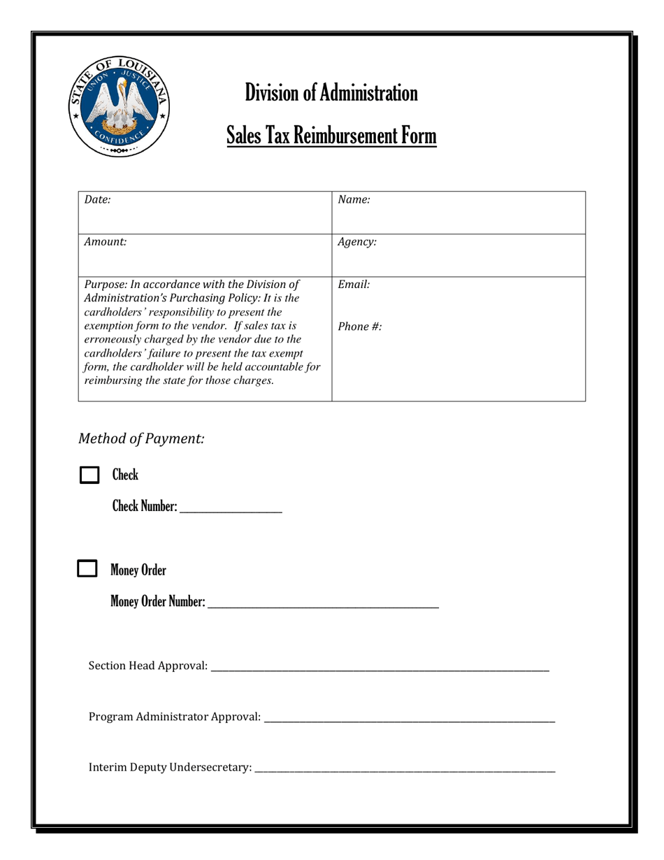 Louisiana Sales Tax Reimbursement Form Fill Out, Sign Online and