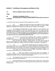 Document preview: Exhibit C Certificate of Acceptance and Notice to Pay - Bank of America - Louisiana
