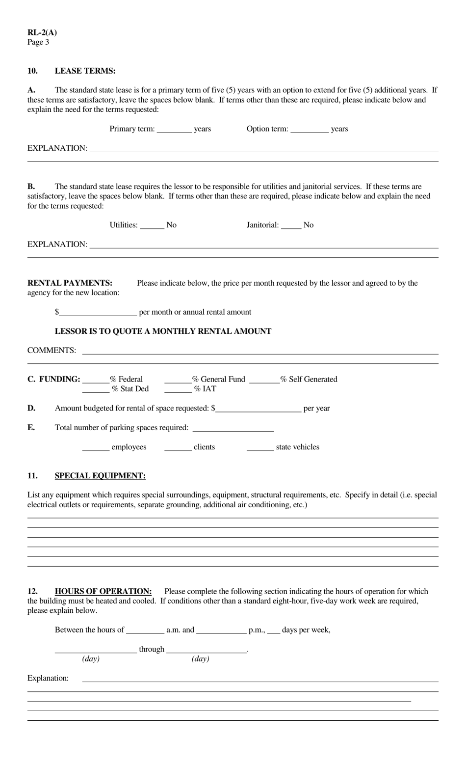 Form RL-2(A) Request for Negotiable Lease - Louisiana, Page 3
