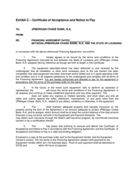 Document preview: Exhibit C Certificate of Acceptance and Notice to Pay - Jpmc - Louisiana