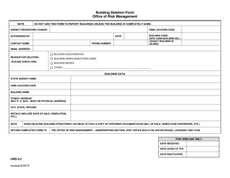 Document preview: Form UND-4.2 Building Deletion Form - Louisiana