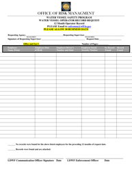 Document preview: Water Vessel Operator Record Request - Louisiana