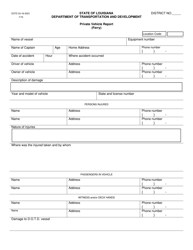 Document preview: Form DOTD03-18-3023 Private Vehicle Report (Ferry) - Louisiana